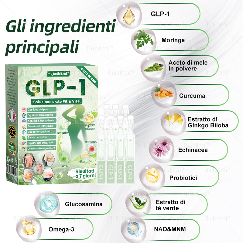 🎄💖Negozio ufficiale | BuildLeaf® GLP-1 8-in-1 Fit & Vital Soluzione Orale (Solo una volta al giorno, cambiamenti visibili in 7 giorni) ✅ Per obesità, salute cardiovascolare, diabete, apnea notturna, salute intestinale, problemi articolari e altro