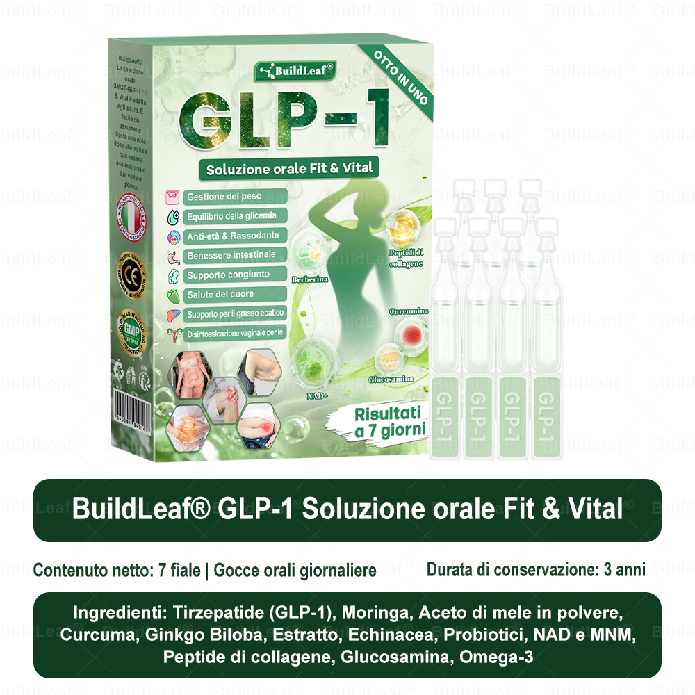 🎄💖Negozio ufficiale | BuildLeaf® GLP-1 8-in-1 Fit & Vital Soluzione Orale (Solo una volta al giorno, cambiamenti visibili in 7 giorni) ✅ Per obesità, salute cardiovascolare, diabete, apnea notturna, salute intestinale, problemi articolari e altro