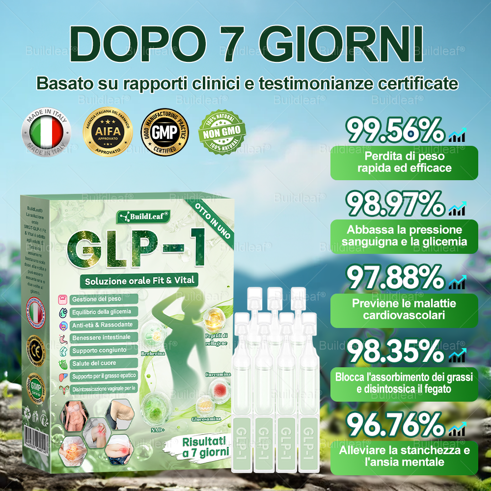🎄💖Negozio ufficiale | BuildLeaf® GLP-1 8-in-1 Fit & Vital Soluzione Orale (Solo una volta al giorno, cambiamenti visibili in 7 giorni) ✅ Per obesità, salute cardiovascolare, diabete, apnea notturna, salute intestinale, problemi articolari e altro